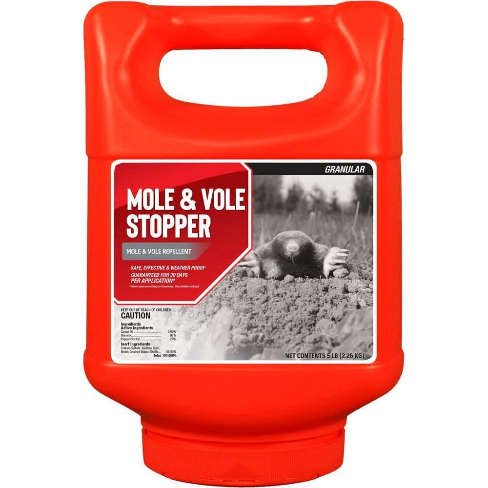 ANIMAL STOPPERS Mole and Vole Stopper Animal Repellent, 5# Ready-to-Use Granular ShakerJug