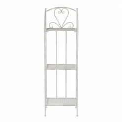 Pure Garden 3-Tier Antique White Metal Decorative Folding Vertical Plant Stand Display