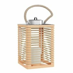 Pure Garden Solar Powered Lantern with LED Candle in Natural