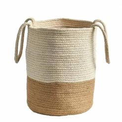 Nearly Natural 12 in. Handmade Natural Burlap Woven Basket Planter