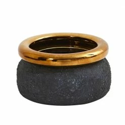 Nearly Natural 7in. Stone Planter with Bronze Rim