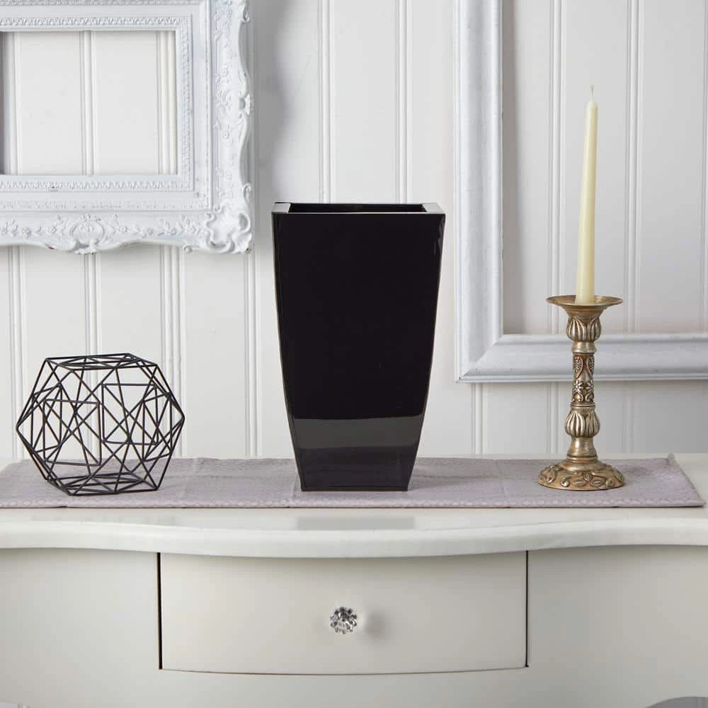 Nearly Natural 13 in. Tapered Square Metal Planter - Image 3