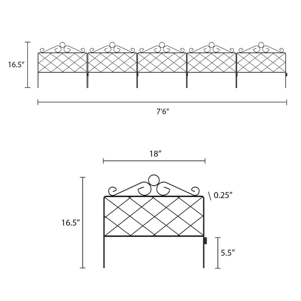 Pure Garden 16.5 in. Metal Decorative Azalea Garden Fencing (Set of 5) - Image 3