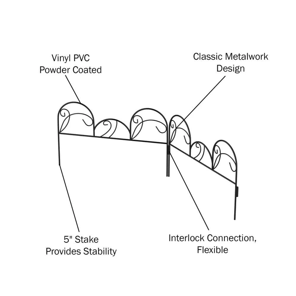 Pure Garden 11 in. Metal Decorative Mimosa Garden Fencing (Set of 5) - Image 3