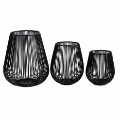 Nearly Natural 6 in., 8 in. and 10 in. Vintage Black Metal Wire Tea Votive Lantern Candle Holder (Set of 3)