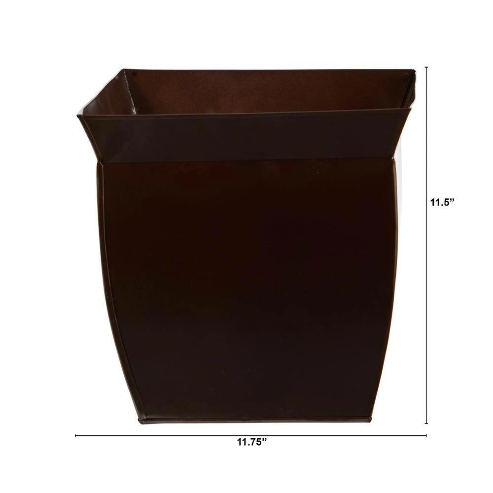 Nearly Natural 11.75 in. Bronze Metal Fluted Square Planter - Image 2