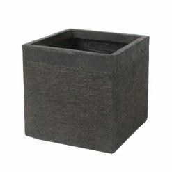Luxen Home 14 in. H Brown Clay Square MgO Planter