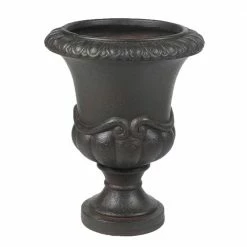 Luxen Home 18 in. H Dark Chocolate Brown Urn MGO Planter