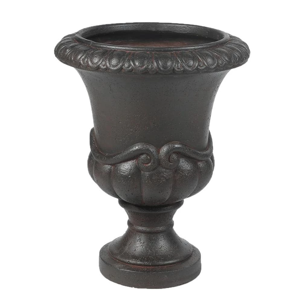 Luxen Home 18 in. H Dark Chocolate Brown Urn MGO Planter