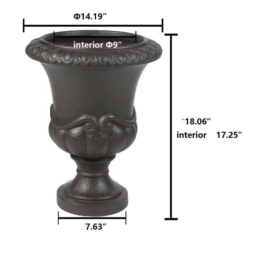 Luxen Home 18 in. H Dark Chocolate Brown Urn MGO Planter - Image 2