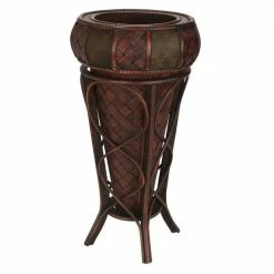 Nearly Natural 22 in. H Burgundy Decorative Stand Planter
