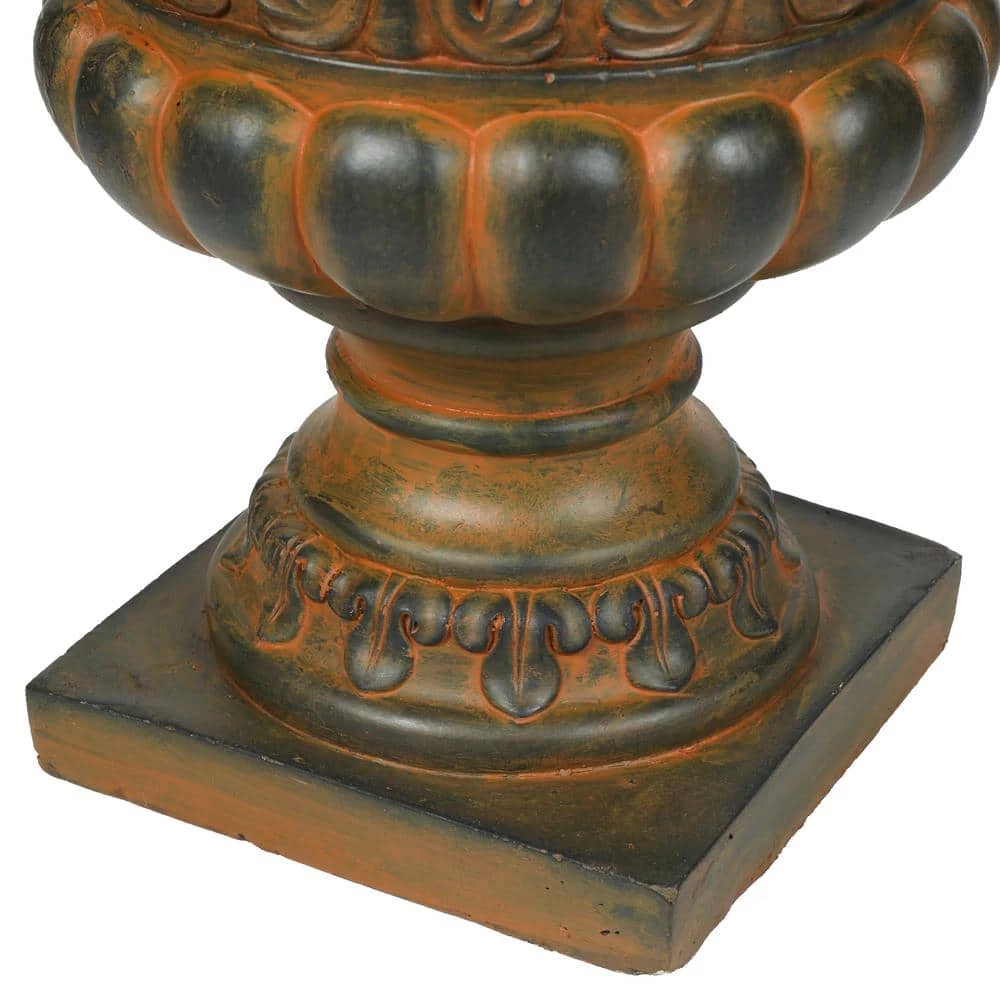 Luxen Home Weathered Burnt Orange Decorative MgO Urn Planter - Image 5