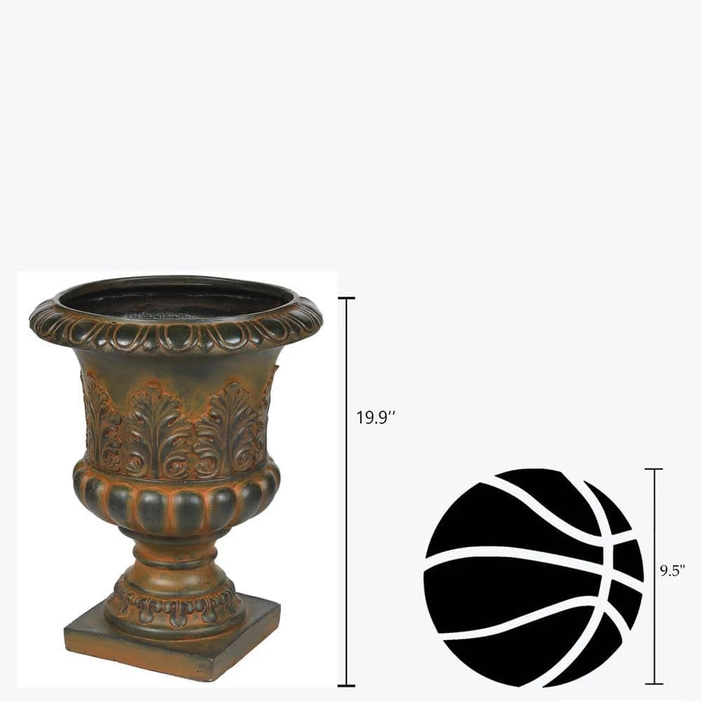 Luxen Home Weathered Burnt Orange Decorative MgO Urn Planter - Image 6