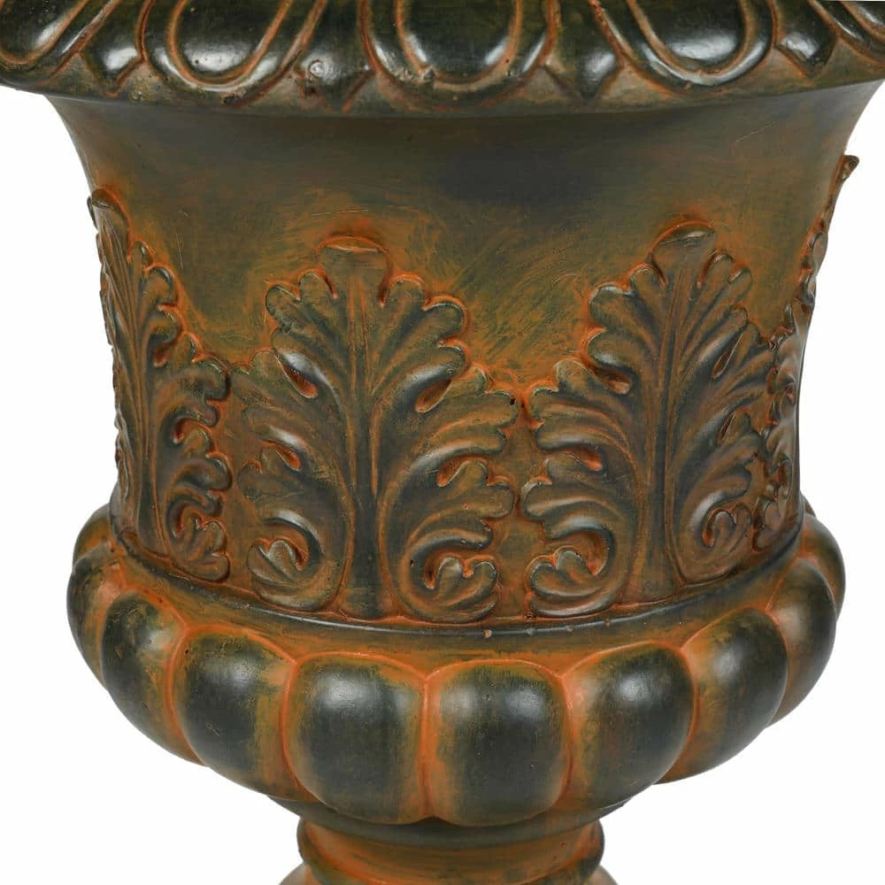 Luxen Home Weathered Burnt Orange Decorative MgO Urn Planter - Image 4