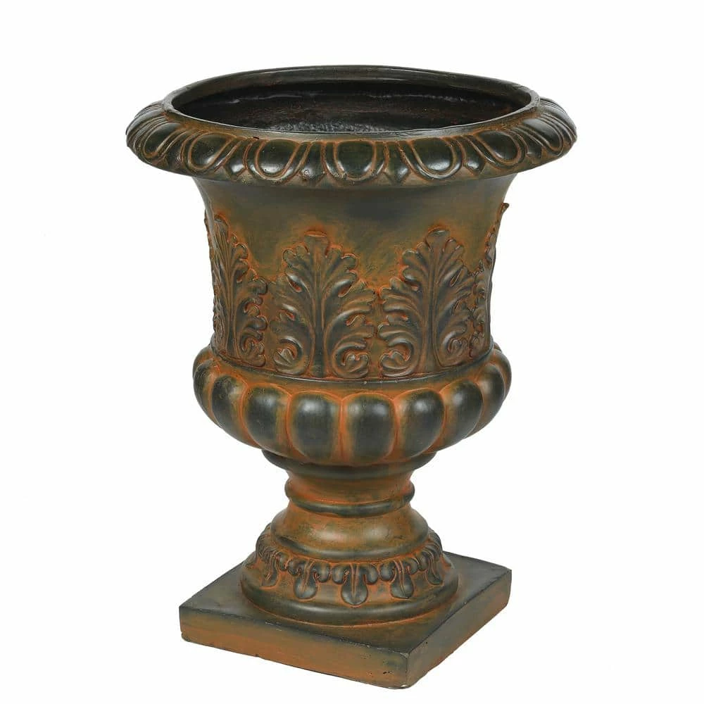 Luxen Home Weathered Burnt Orange Decorative MgO Urn Planter