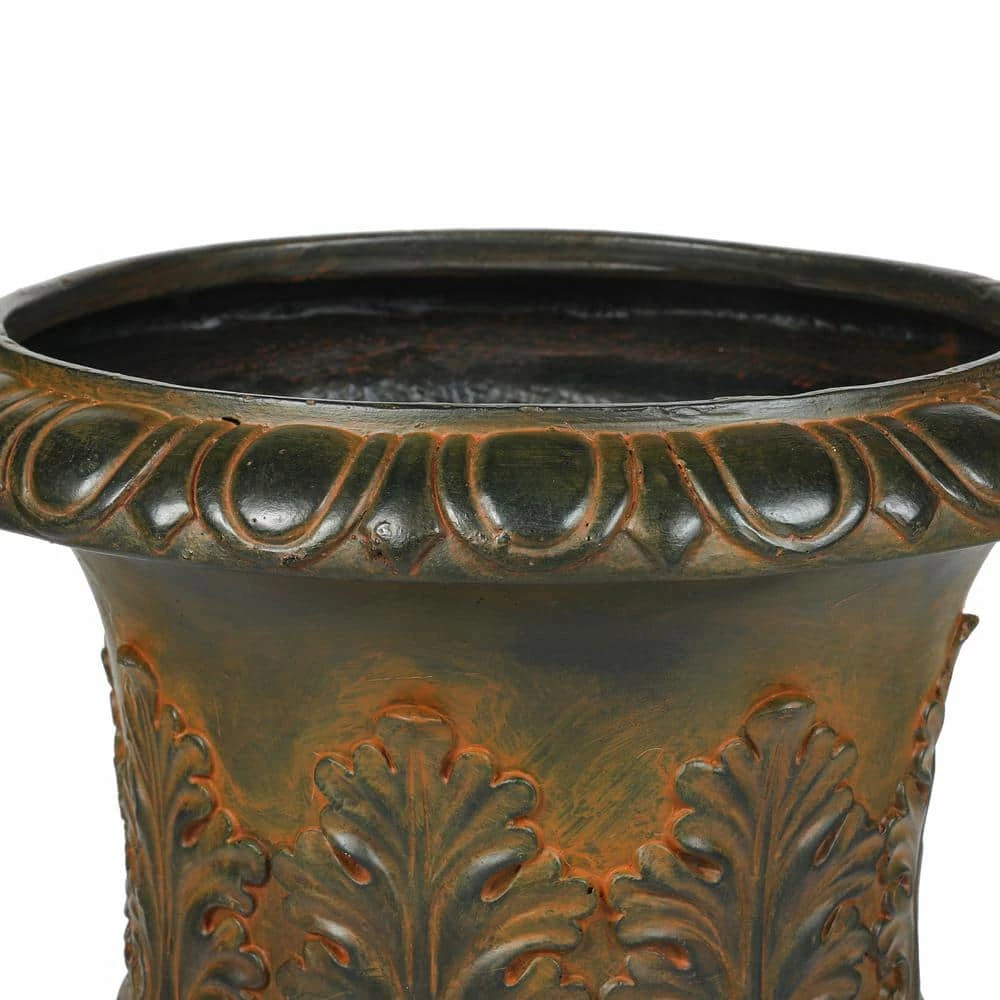 Luxen Home Weathered Burnt Orange Decorative MgO Urn Planter - Image 3
