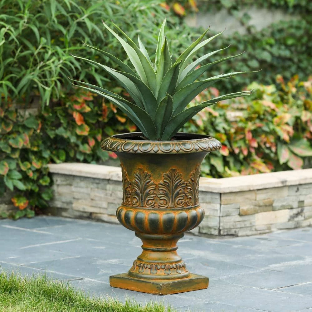 Luxen Home Weathered Burnt Orange Decorative MgO Urn Planter - Image 2