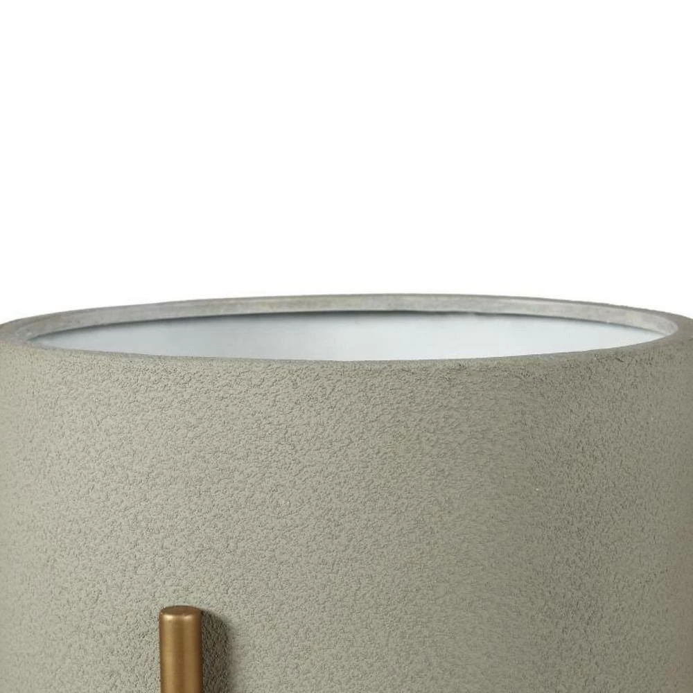 Luxen Home Round Gray and White Iron Planters and Gold Stand (2-Piece) - Image 5