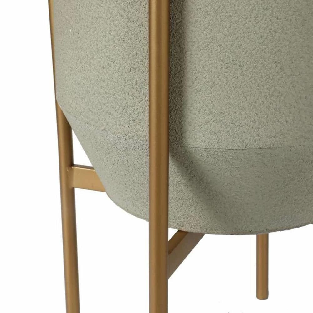 Luxen Home Round Gray and White Iron Planters and Gold Stand (2-Piece) - Image 6