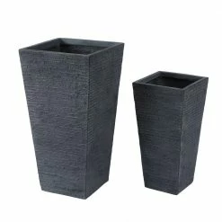Luxen Home Gray MgO Composite Decorative Pot (2-Pack)
