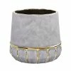 Nearly Natural 8.5 in. Regal Stone Decorative Planter with Gold Accents