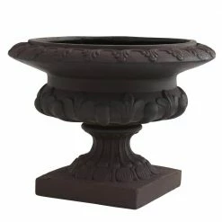 Nearly Natural Indoor/Outdoor 12.5in. Tall Iron-Finished Decorative Urn