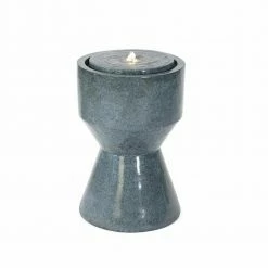 Luxen Home Gray Resin Bubbler Indoor/Outdoor Urn Fountain with LED Light