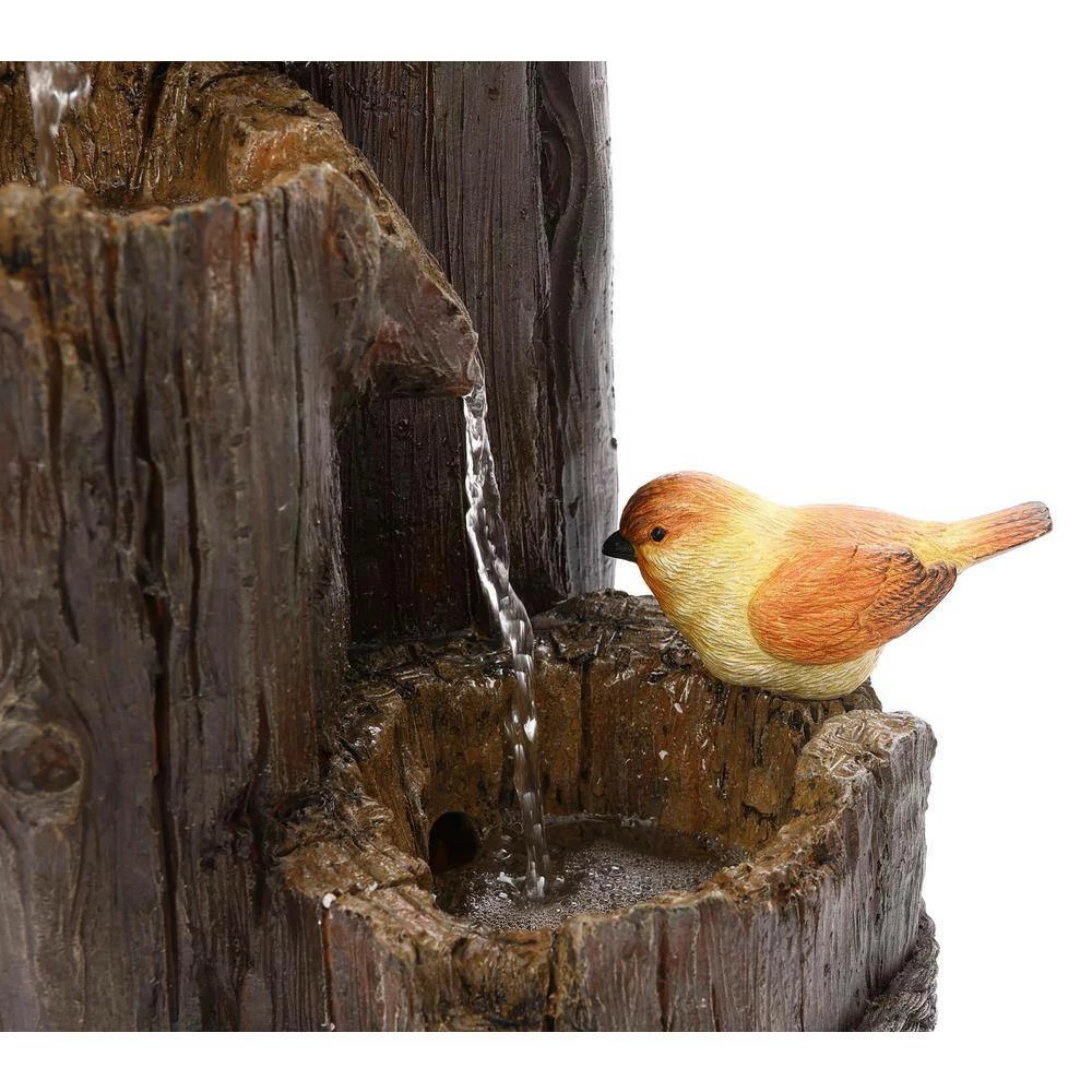 Luxen Home Farmhouse Well and Wood Posts Outdoor Waterfall Fountain with LED Light - Image 10