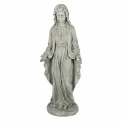 Luxen Home 30.5 in. Gray MgO Virgin Mary Garden Statue