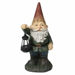 Luxen Home Gnome with Solar Powered Lantern 20 in. Garden Statue