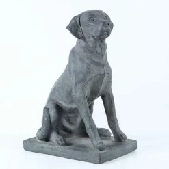 Luxen Home Gray MgO Labrador Retreiver Dog Garden Statue