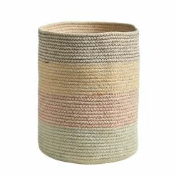 Nearly Natural 12 in. Handmade Natural Burlap Multicolored Woven Basket Planter