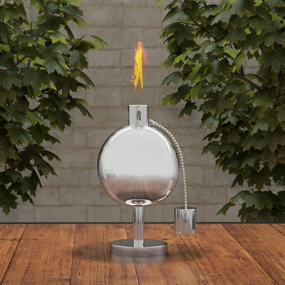 Pure Garden 10 in. Stainless Steel Tabletop Torch Lamp - Image 3
