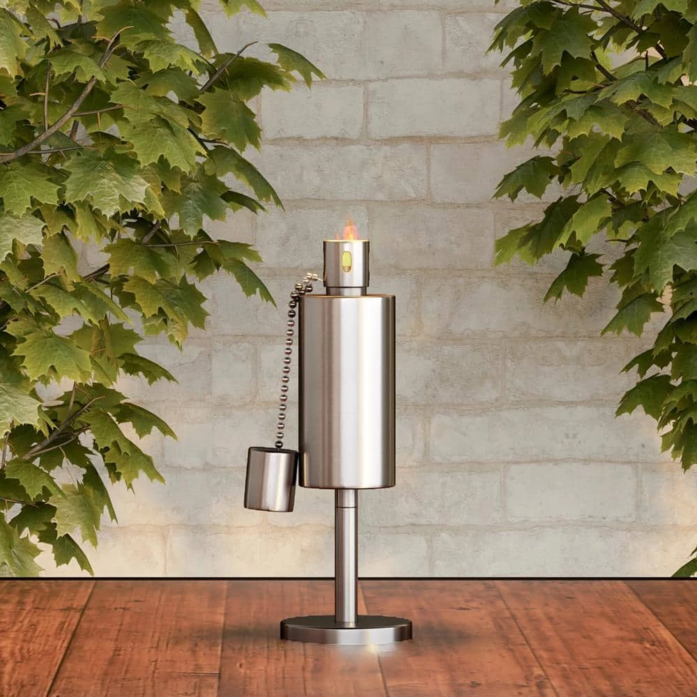 Pure Garden 10.5 in. Stainless Steel Tabletop Torch Lamp - Image 3