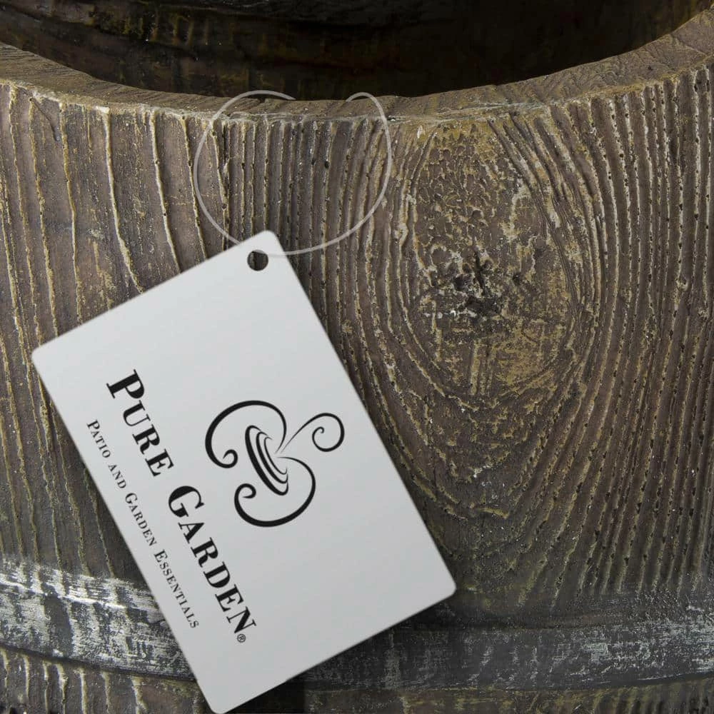 Pure Garden 4-Tier Old Fashion Hand Pump Cascading Waterfall Water Fountain with LED Lights - Image 5