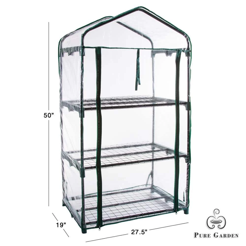 Pure Garden 27.5 in. x 19 in. x 50 in. 3 Tier Greenhouse - Image 3