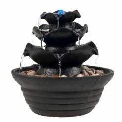 Pure Garden Indoor 3 Tier Cascading Water Fountain with LED Lights