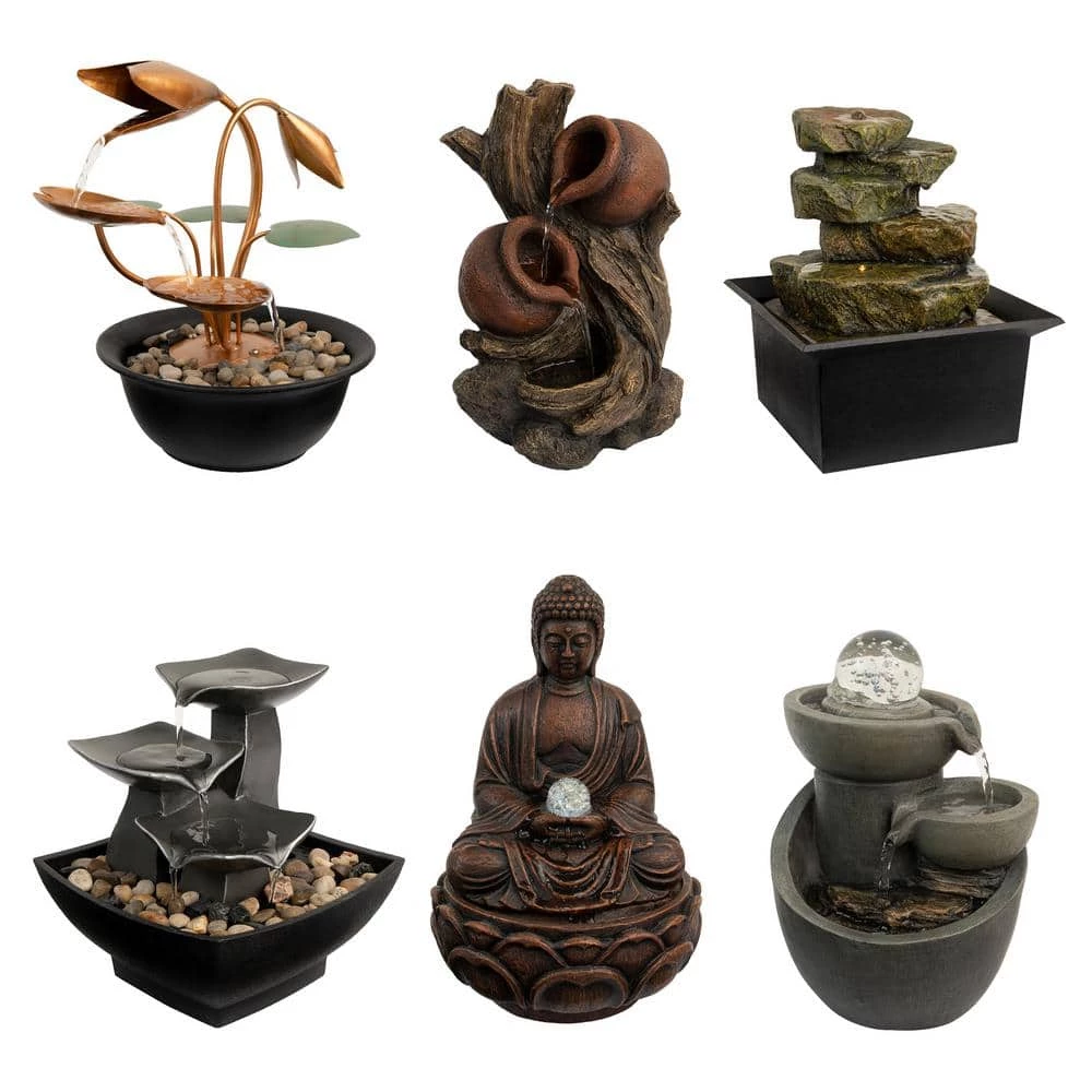 Pure Garden 8.5 in. 3-Tier Indoor Cascading Waterfall Tabletop Water Fountain with LED Lights - Image 5