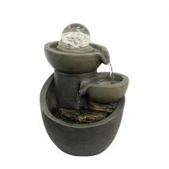 Pure Garden 8.5 in. 3-Tier Indoor Cascading Waterfall Tabletop Water Fountain with LED Lights