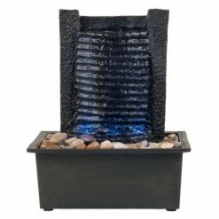 Pure Garden 10.5 in. LED Waterfall Tabletop Fountain