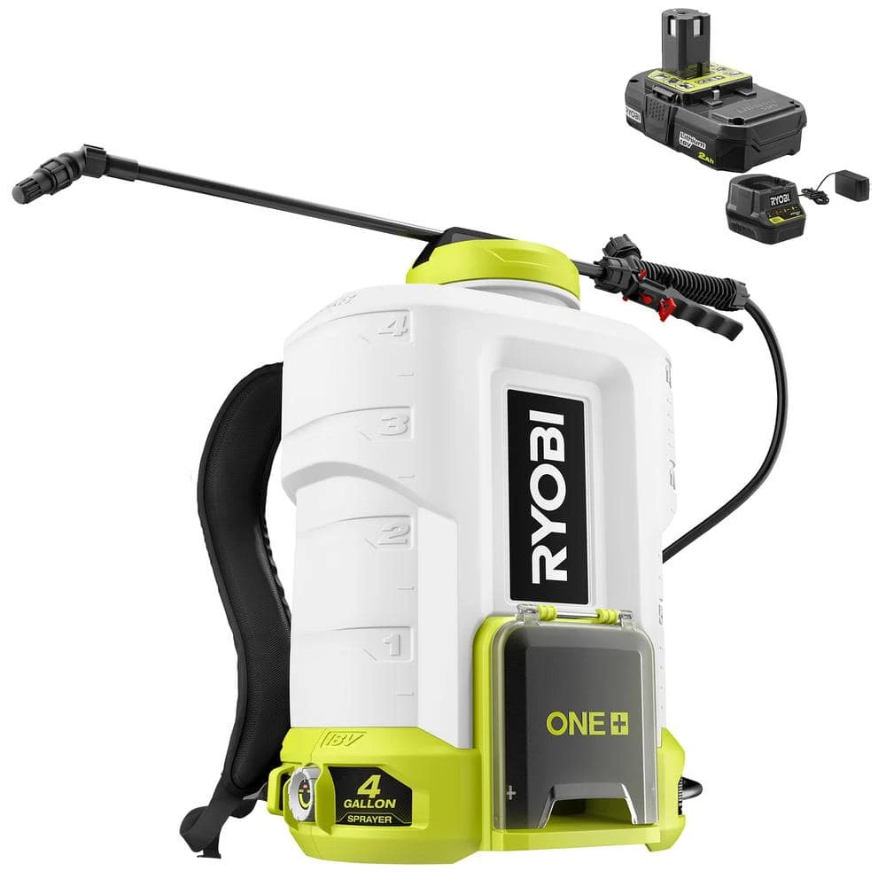 RYOBI ONE+ 18V Cordless Battery 4 Gal. Backpack Chemical Sprayer with 2.0 Ah Battery and Charger