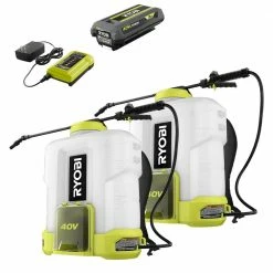 RYOBI 40V Cordless Battery 4 Gal. Backpack Chemical Sprayer (2-Tool) with 2.0 Ah Battery and Charger