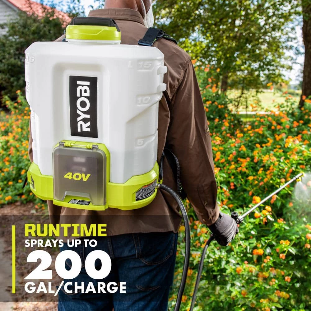 RYOBI 40V Cordless Battery 4 Gal. Backpack Chemical Sprayer with 2.0 Ah Battery and Charger - Image 5