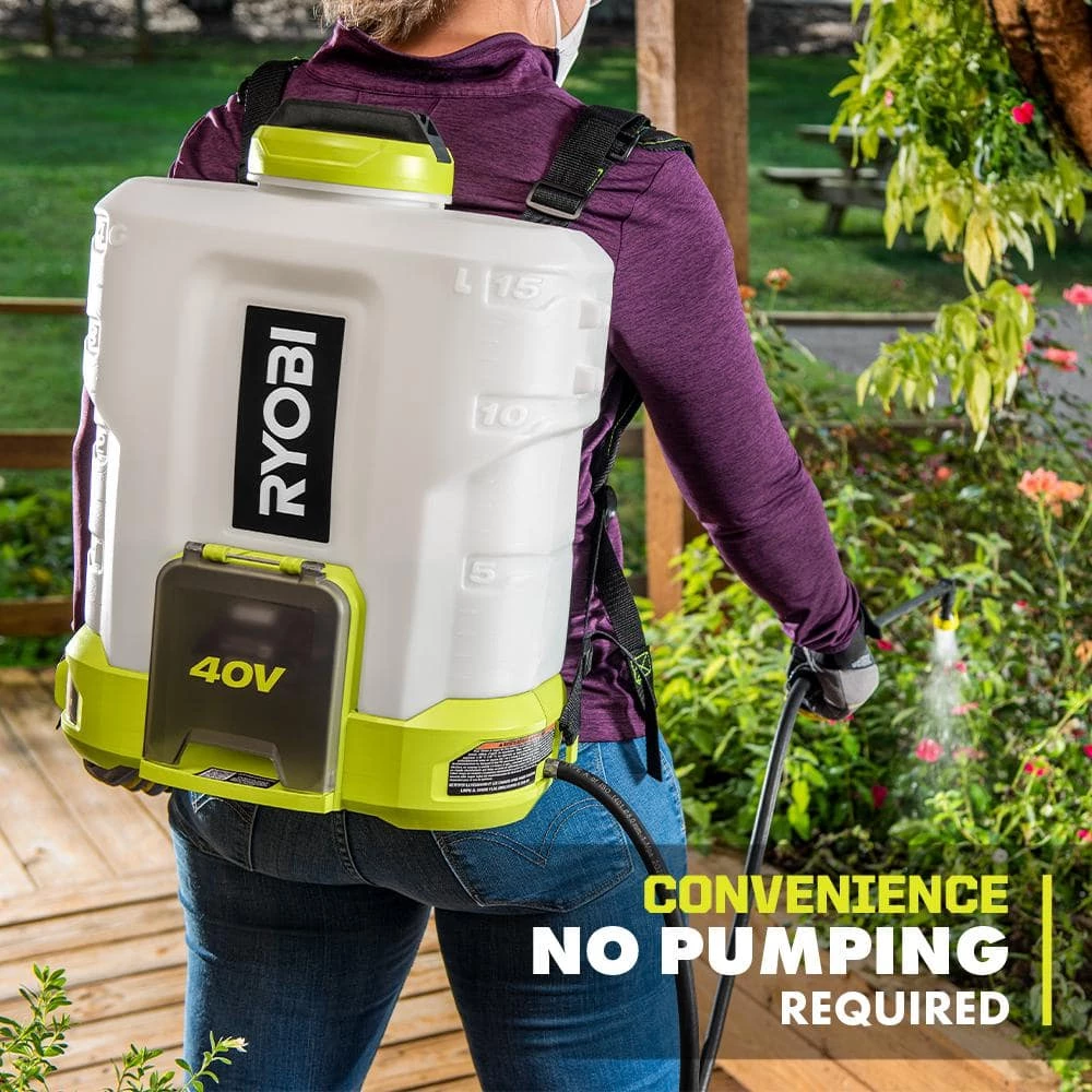 RYOBI 40V Cordless Battery 4 Gal. Backpack Chemical Sprayer with 2.0 Ah Battery and Charger - Image 6