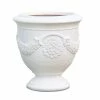 Luxen Home 16 in H. White Floral Urn Planter MgO Composite Decorative Pot