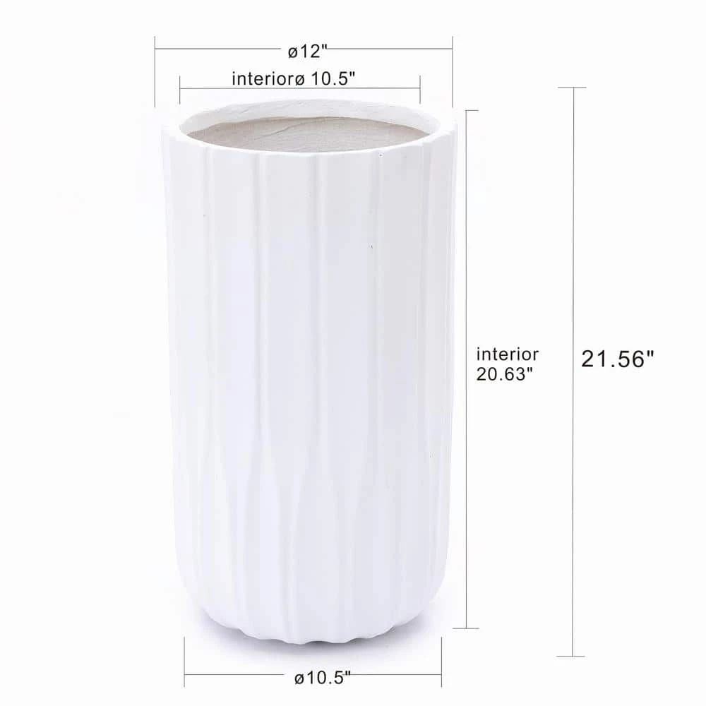 Luxen Home 21.56 in. Tall White MgO Round Planter Composite Decorative Pot - Image 4