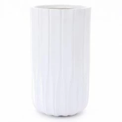 Luxen Home 21.56 in. Tall White MgO Round Planter Composite Decorative Pot