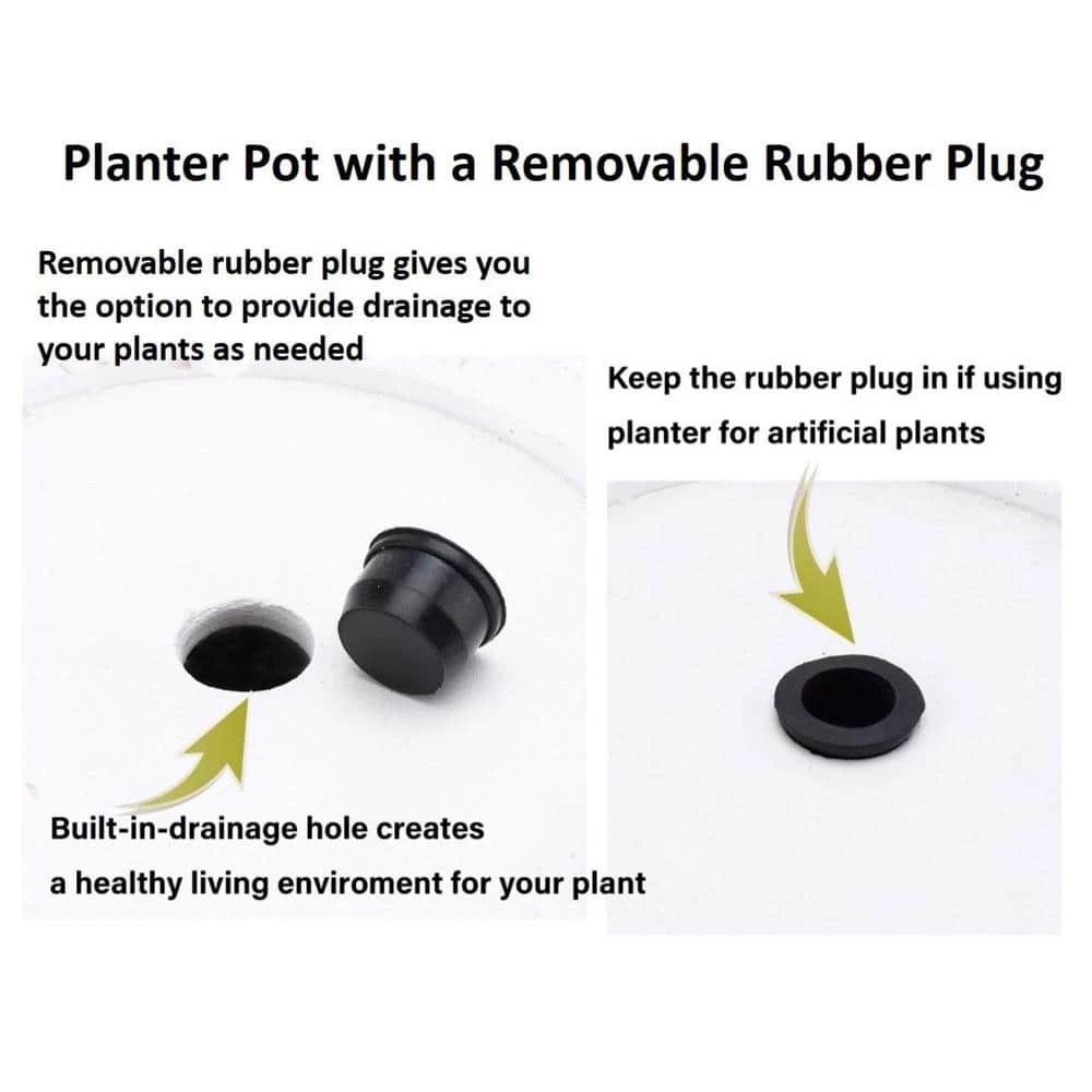 Luxen Home 21.56 in. Tall White MgO Round Planter Composite Decorative Pot - Image 2