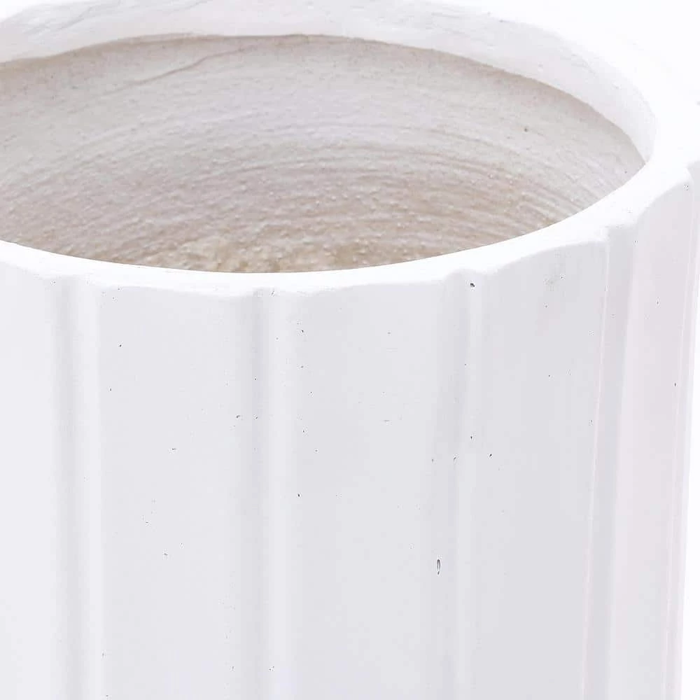 Luxen Home 21.56 in. Tall White MgO Round Planter Composite Decorative Pot - Image 6