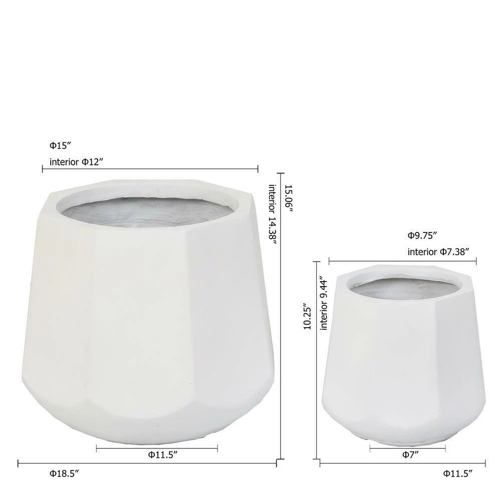 Luxen Home Octagon MgO White Composite Decorative Pots (2-Pack) - Image 5